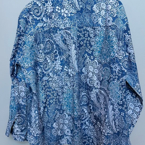 NWT Hinson Wu Sz XL Margot Blue Floral Button-Up Shirt $268 - Picture 5 of 5